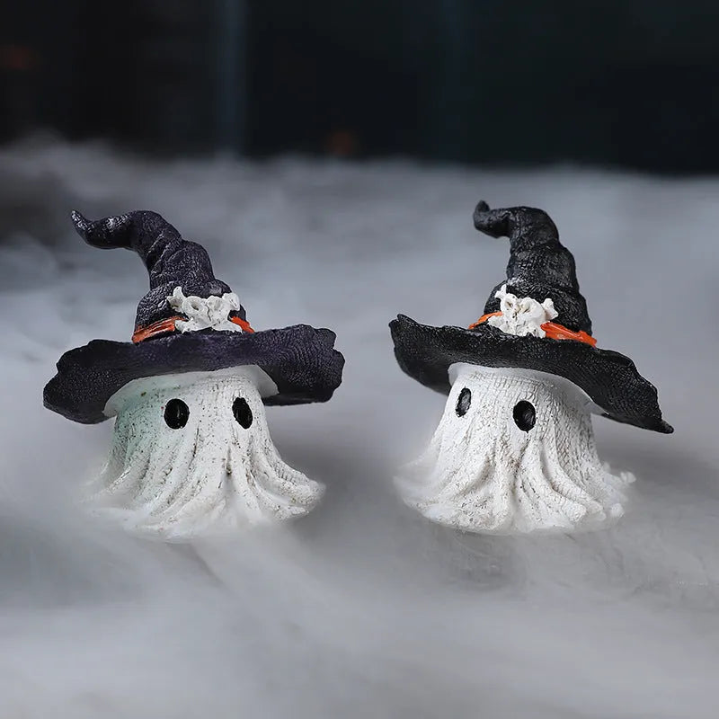 Resin wizard hat ghost ornament in purple or black for Halloween Christmas Easter decoration