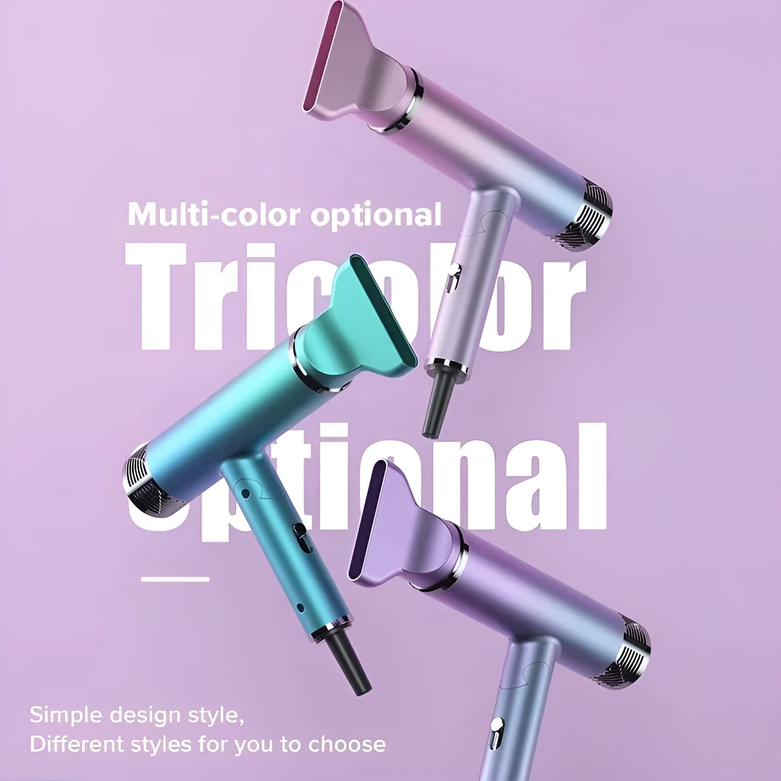 Foldable hair dryer in green with folding handle and three temperature settings