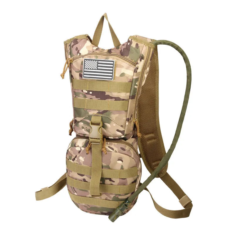 Large capacity cycling tactical water bag with physiological curve back plate in camouflage colours