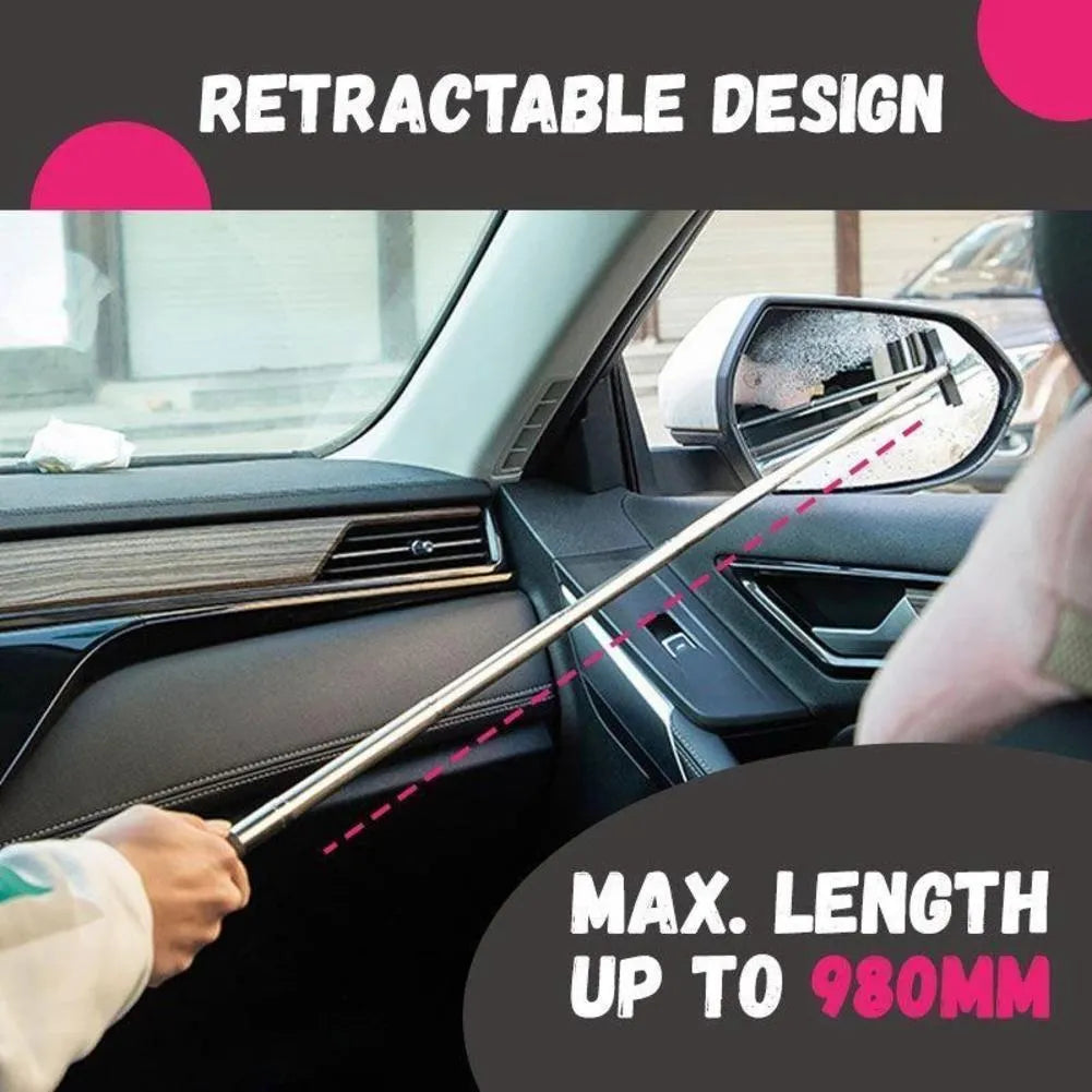 Black retractable car rearview mirror wiper with extendable handle 21.2-98cm
