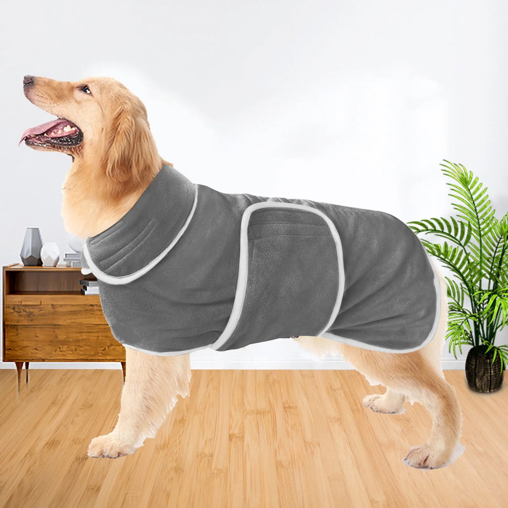 Super absorbent dog bathrobe towel coat in polyester fleece with seven size options