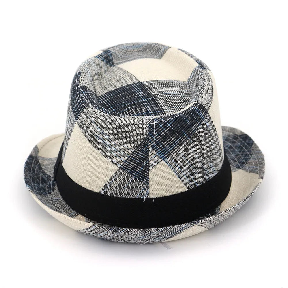 A black or blue polyester sun hat with a bell crown design for outdoor travel.