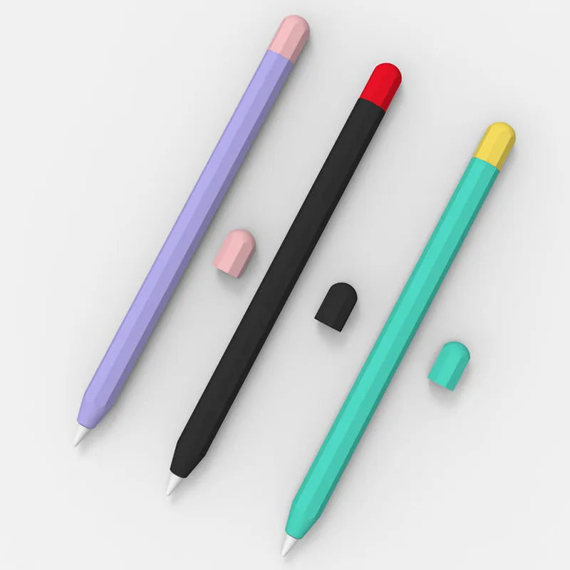 Octagonal pure silicone protective cover for Apple Pencil in black, slim 0.35mm design, anti-roll