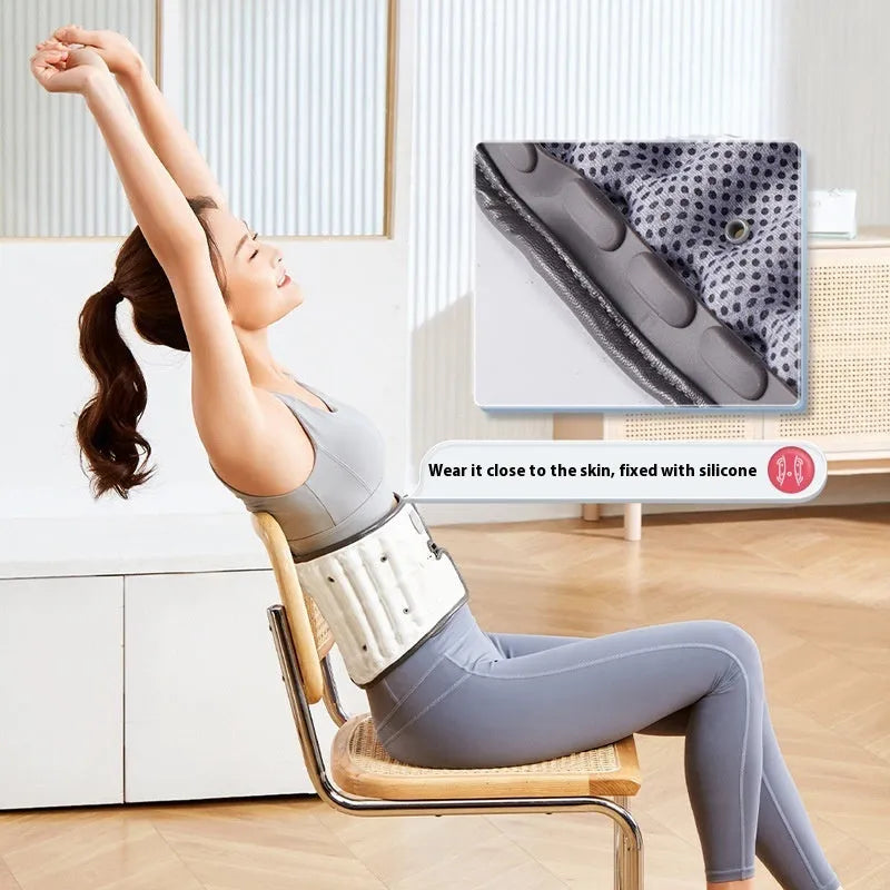 Automatic inflation lumbar waist support belt made from black PU material, sizes S and M.