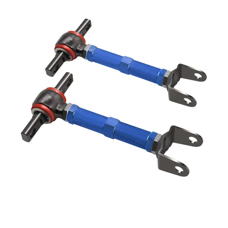 Blue aluminium alloy pull rod rear wheel recliner kit for Honda Civic EP3 suspension.