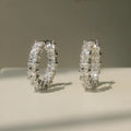Women's micro inlaid square zircon copper earrings geometric circle design white gold colour finish