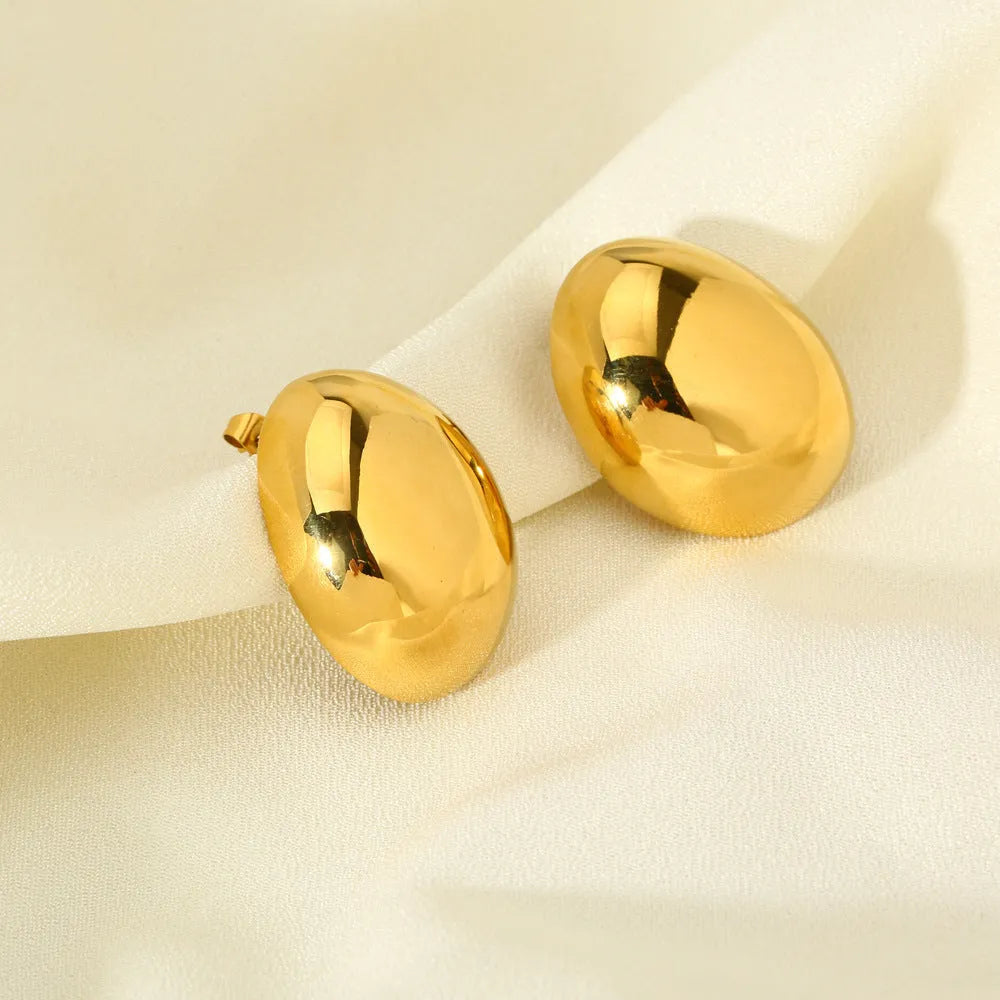 Geometric stainless steel ear studs with glazed surface in DFE139 electroplated colour