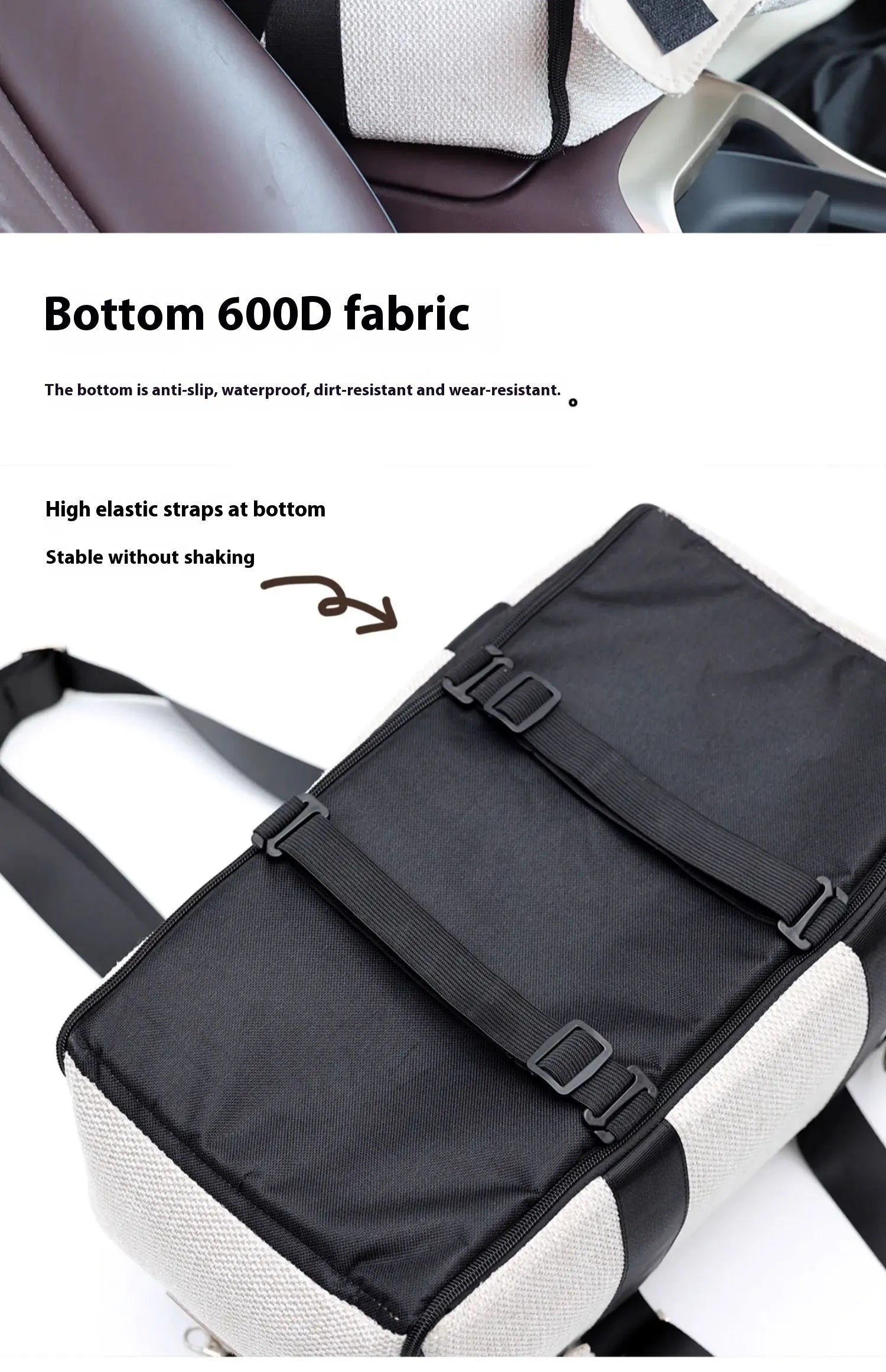 Beige white pet car nest diaper bag with dimensions 23x20x40cm for small dogs