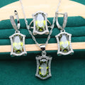 Women's anti-allergy zircon jewellery set with necklace, earrings, ring, and bracelet in yellow or olive colours