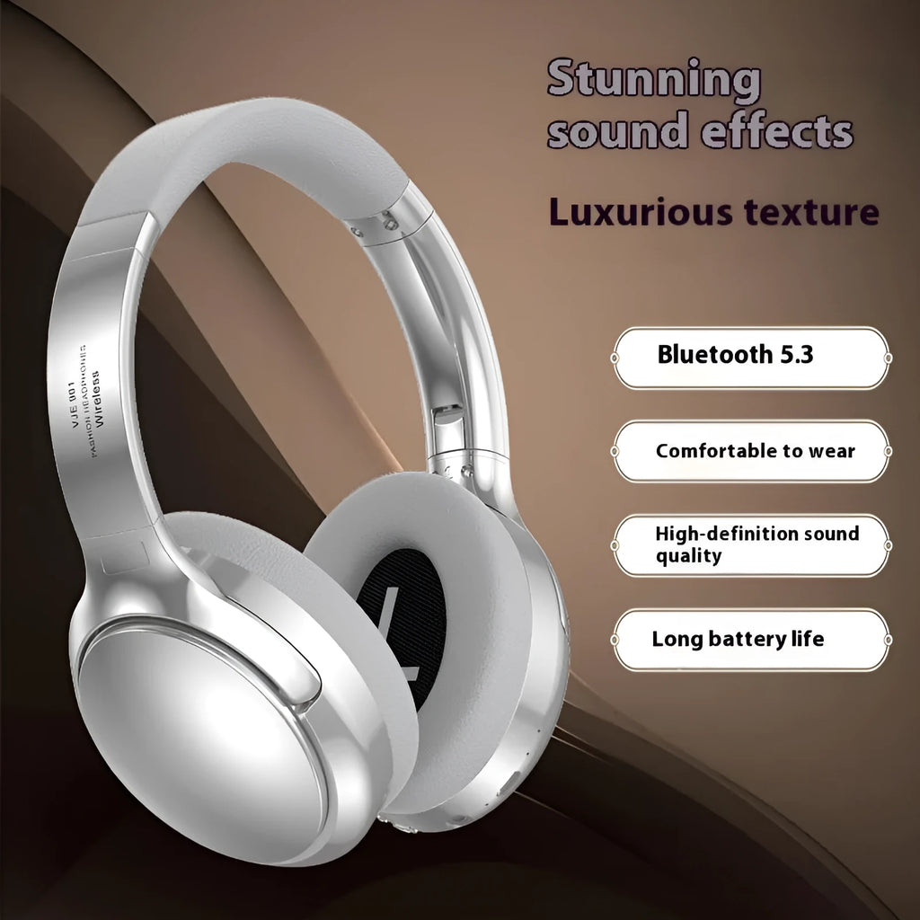 Retro style wireless Bluetooth headset in vintage brown colour with head-mounted design