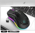 BM600 wireless luminous mouse with hollow-out design in black, cyan or white colours