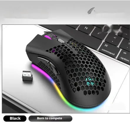 BM600 wireless luminous mouse with hollow-out design in black, cyan or white colours