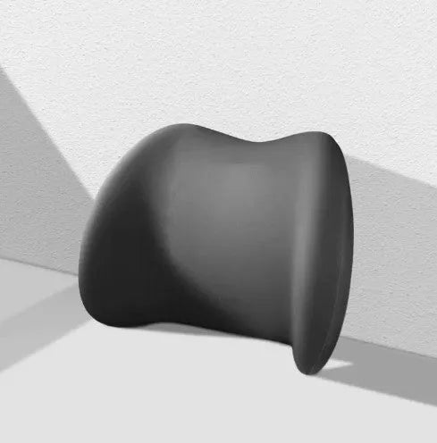 Memory foam car seat cushion set showing headrest, back rest, and waist support pieces in grey colour