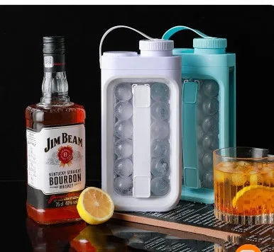 Light blue and white 2-in-1 portable ice ball kettle with 17 spherical compartments