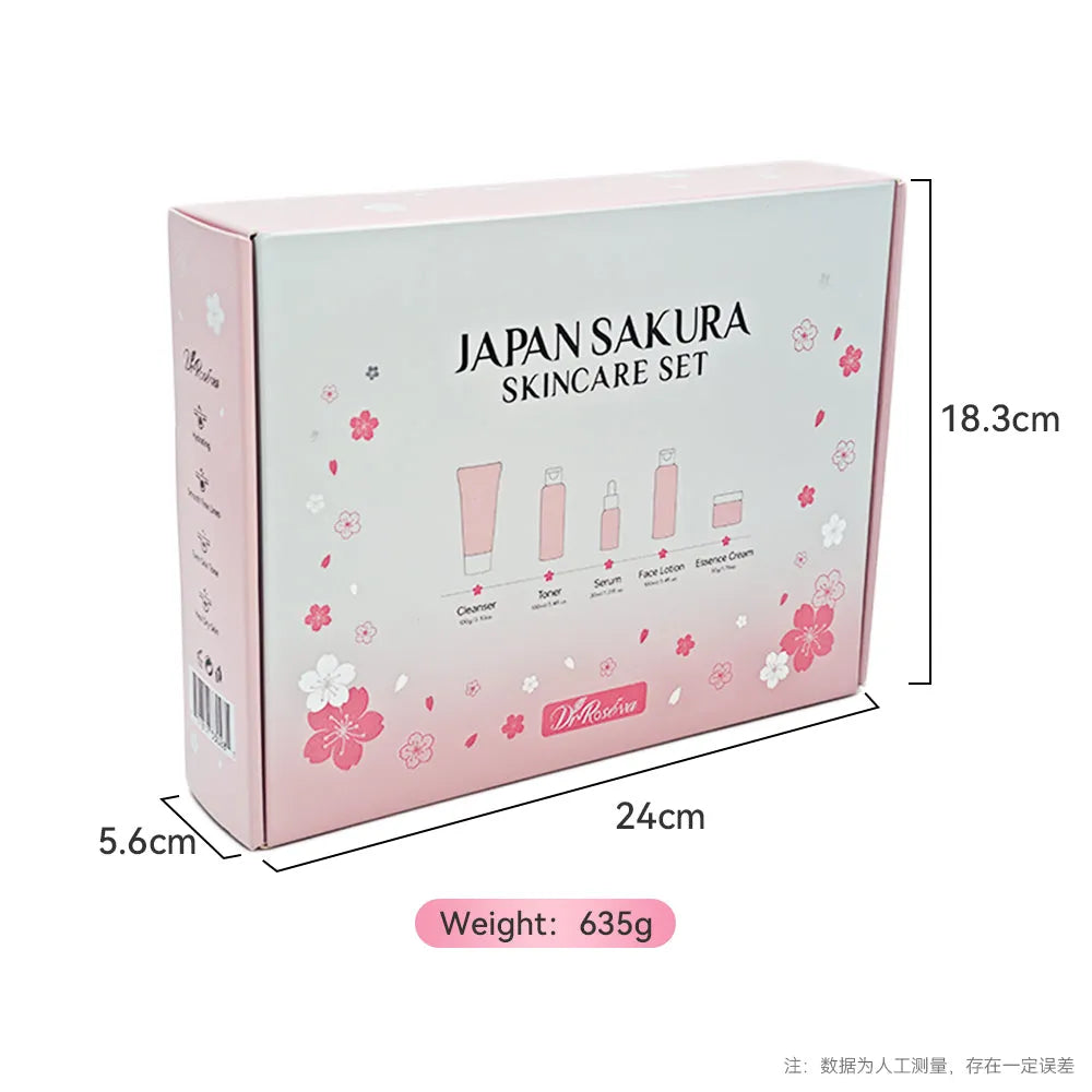 5-piece facial and body skin care set with whitening cleanser toner lotion eye cream serum