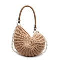Women's handmade woven cloth shell-shaped bag in European retro style with open pocket design
