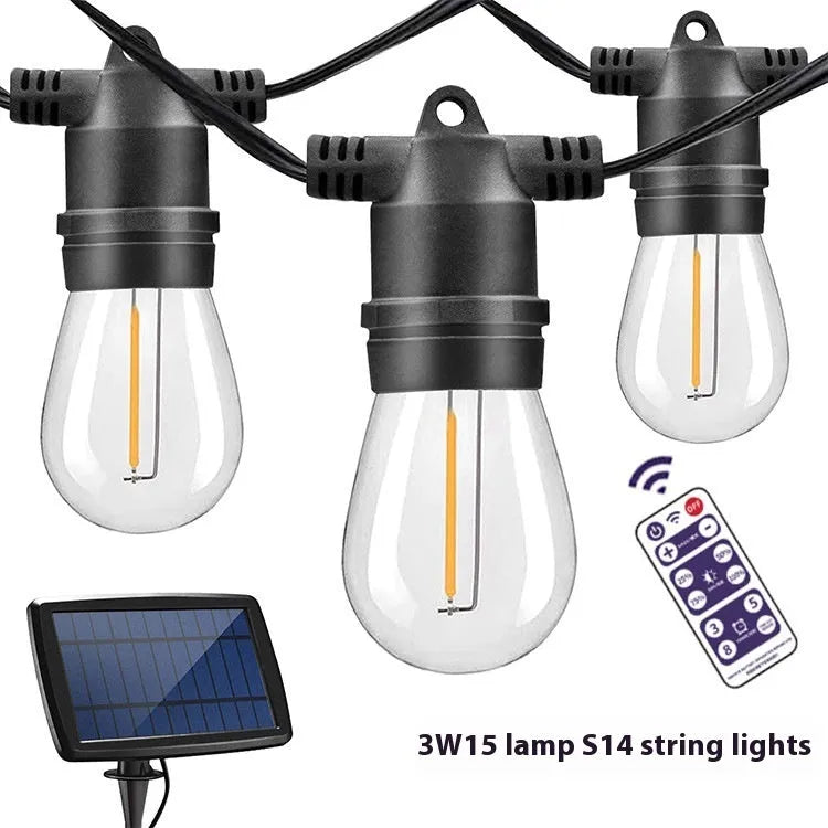 Waterproof solar powered LED string lights with PVC shell in a garden setting