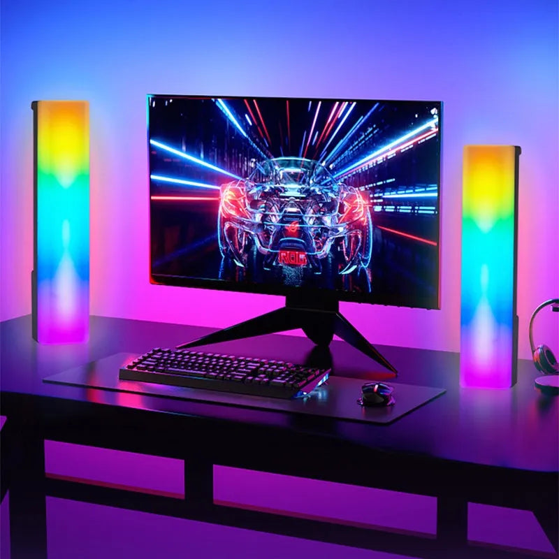 3D RGB music voice-activated rhythm table top ambiance lamp in white or black shell