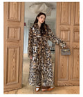 Faux fur fashion coat with fur collar in street style design showing long and medium length options