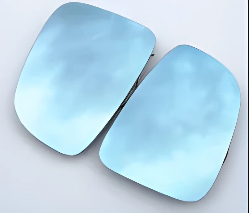 Blue reflective rearview mirror reverse lens for glare reduction and wider rear view