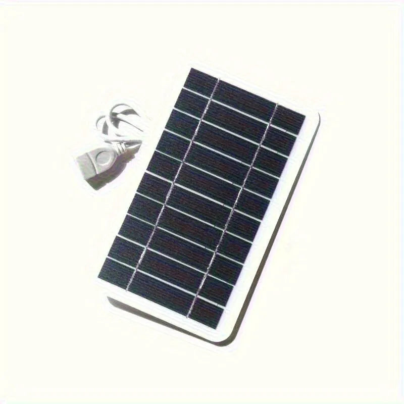 2W 5V solar panel charger with USB port measuring 157 by 94mm in PET casing