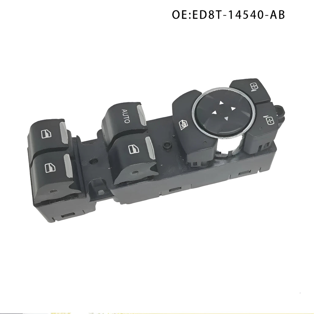 Ford Focus electric window regulator assembly with black ABS housing and 12V motor.