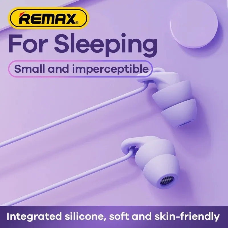 Remax Soft Sleep Earphones in black with silicone earbuds and 1.2m cable