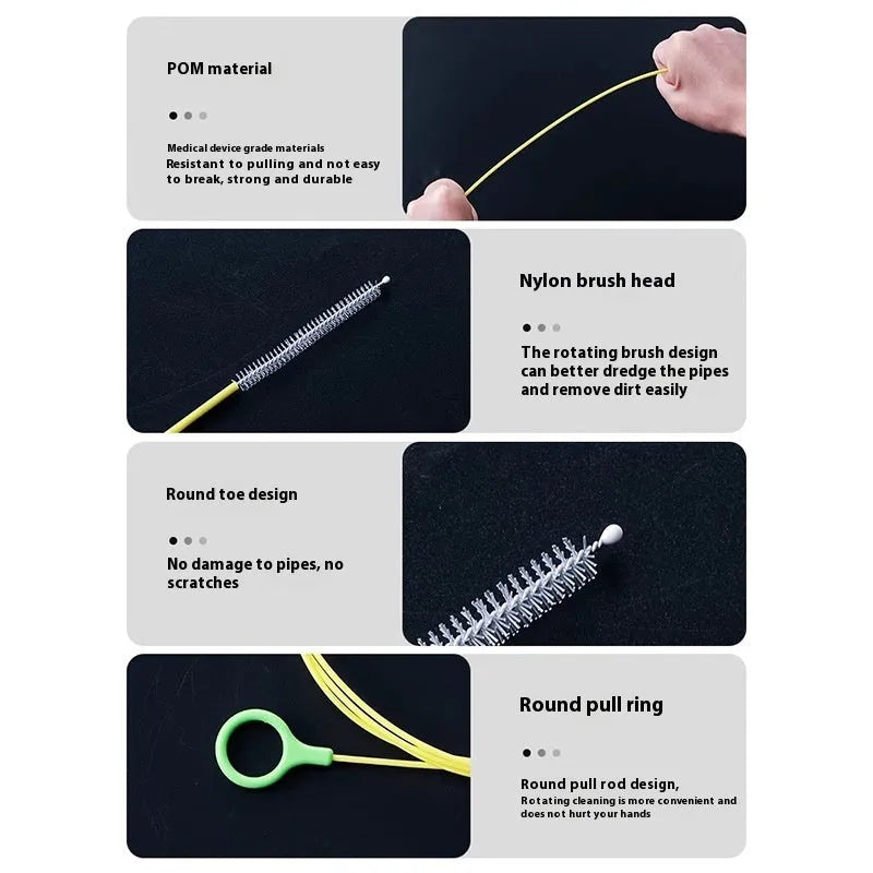 Yellow plastic car wash brush 2.3 metres long for cleaning automobile skylight and door drain holes