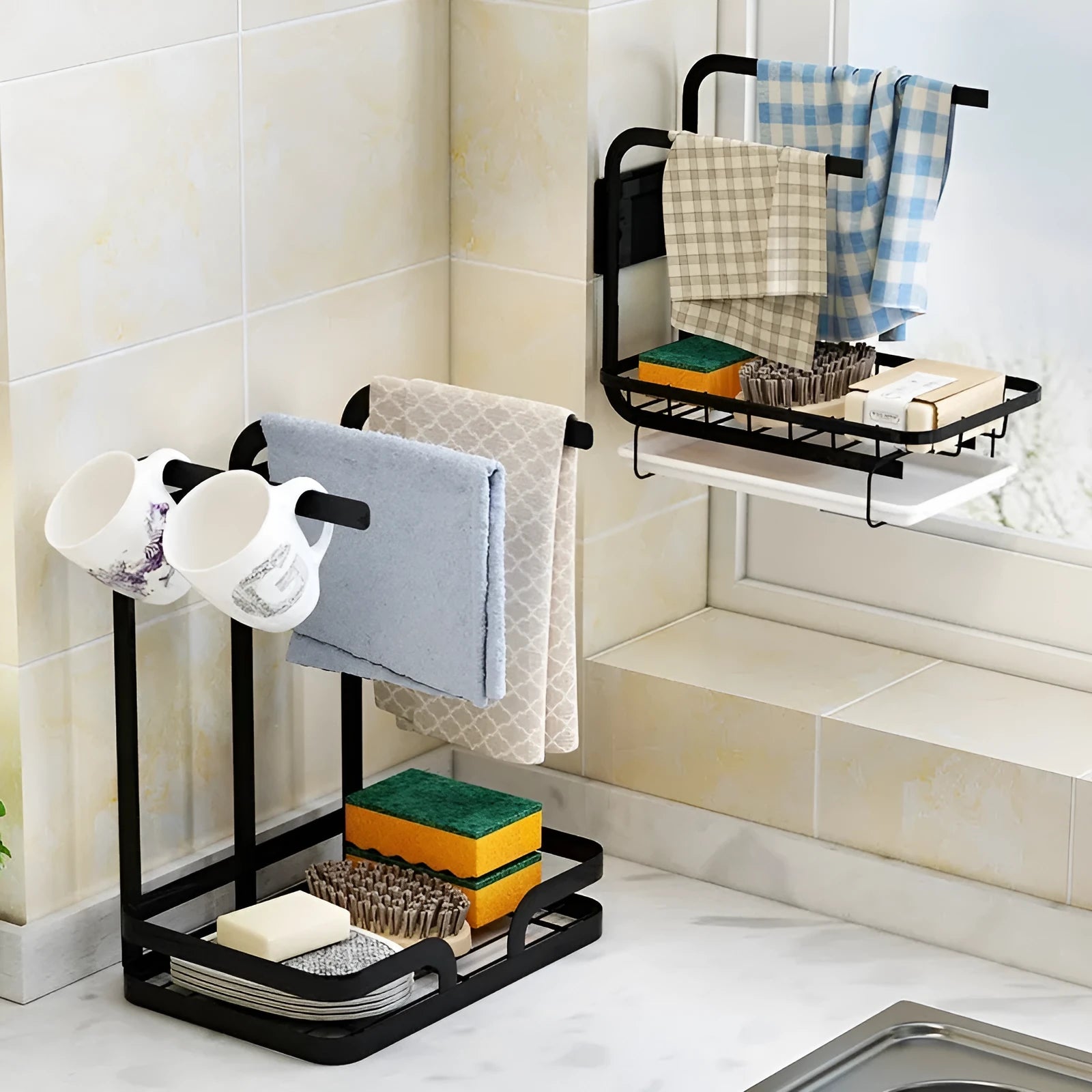 Foldable plastic kitchen rack in new Chinese style for rag draining storage