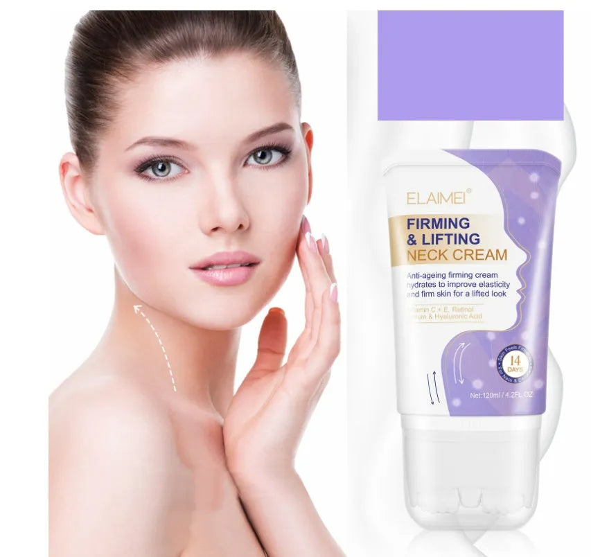 Purple jar of neck cream with multi-ball head massager, 120ml