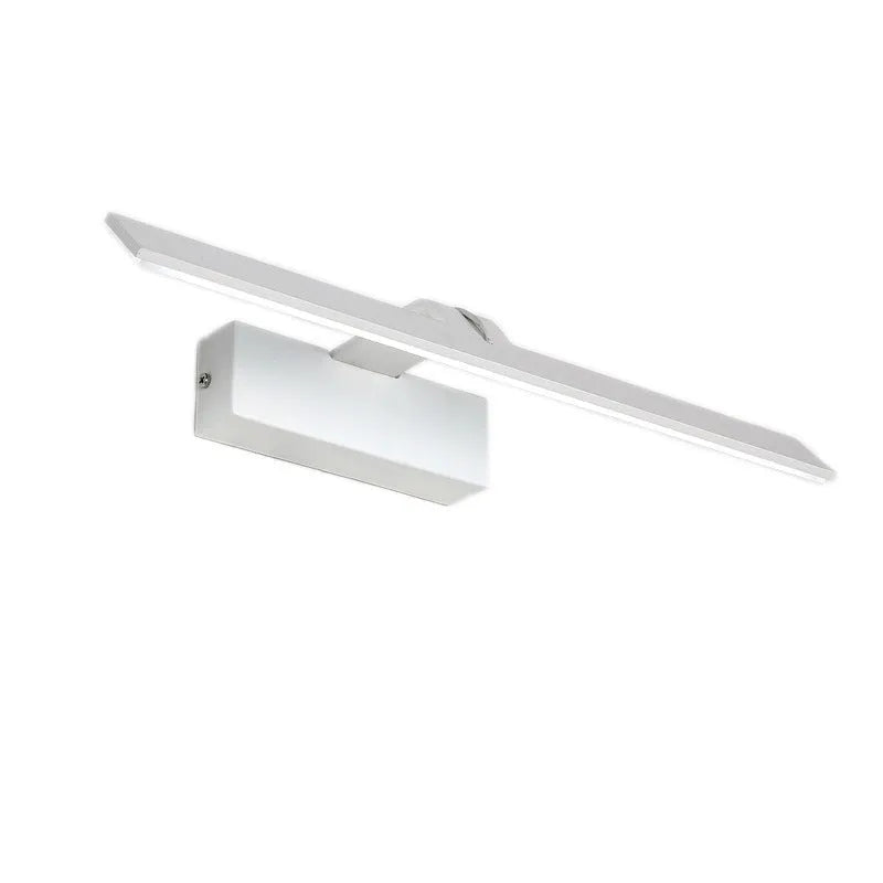 White LED bathroom mirror headlight with three-colour dimming on a vanity.