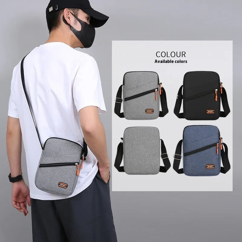 Ultra light Oxford cloth crossbody commuter bag in silver grey, black or navy blue.