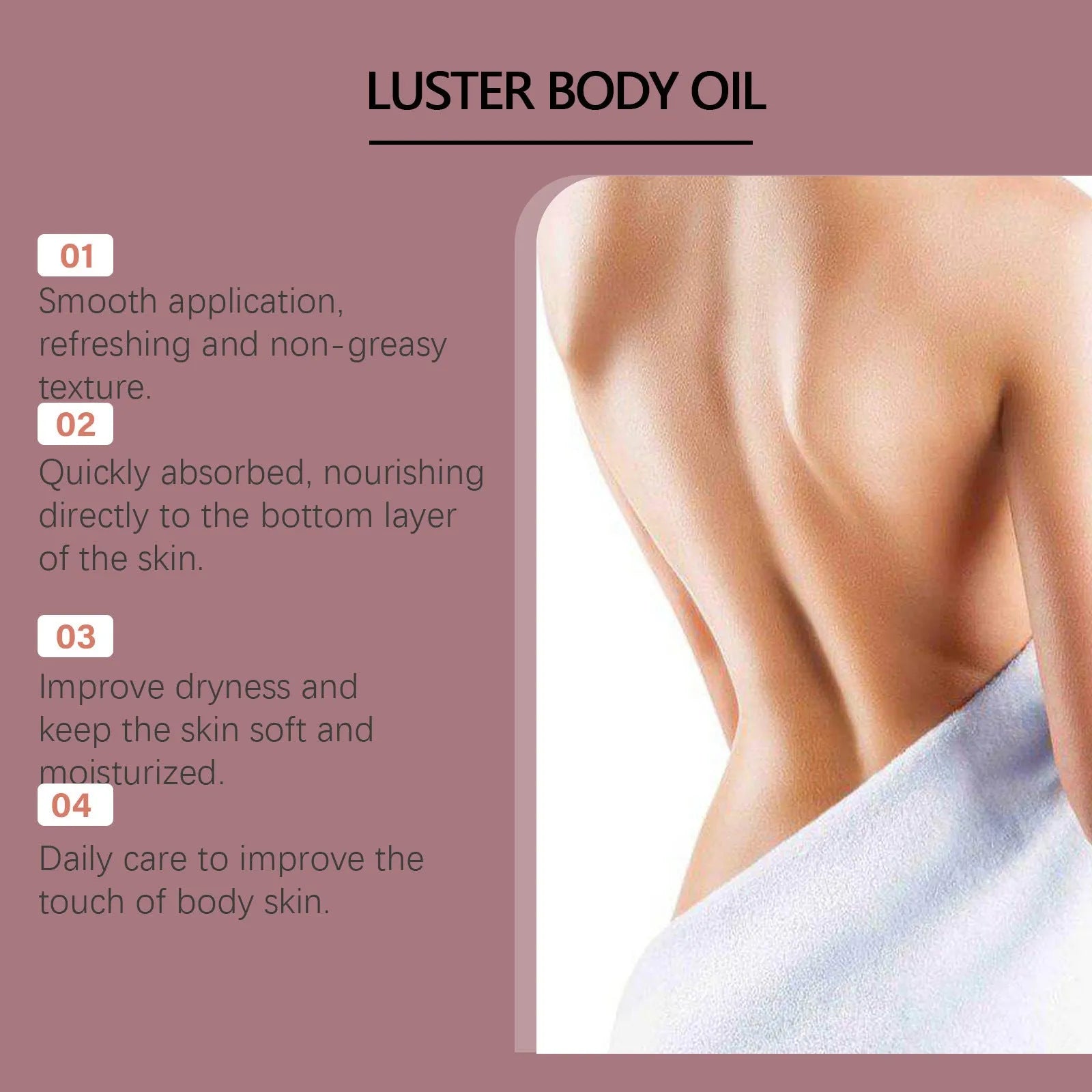 100ml bottle of Gloss Care body massage oil with plant-based ingredients