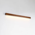 Walnut colour wood and acrylic log strip wall lamp in three lengths with integrated LED lighting