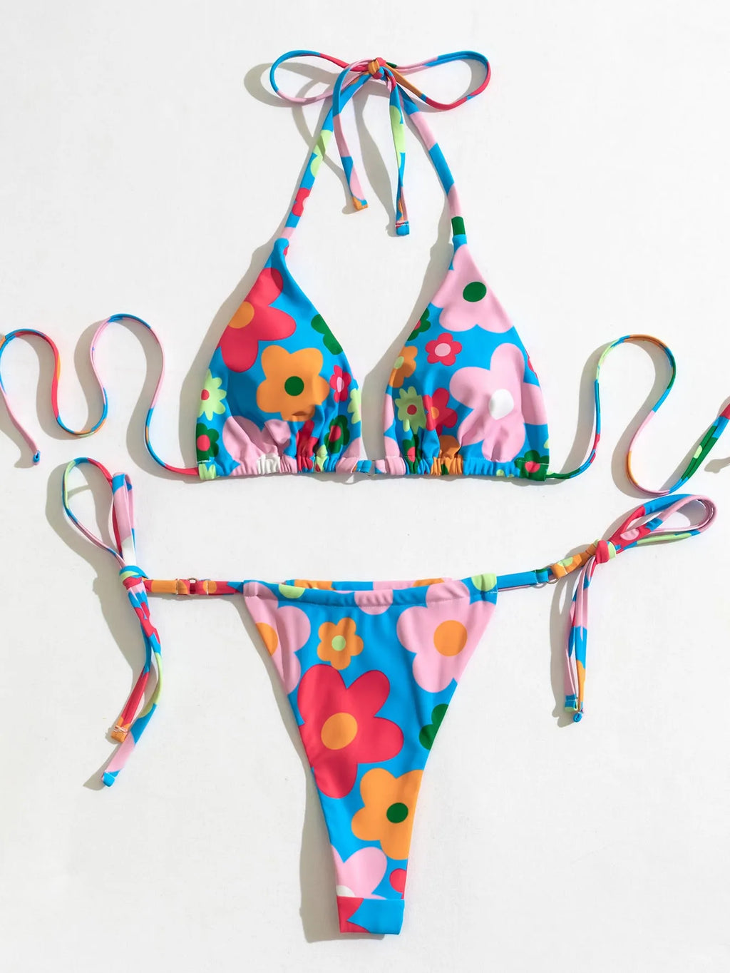 Ladies fashion print split bikini women backless tight two piece swimsuit polyester picture colour