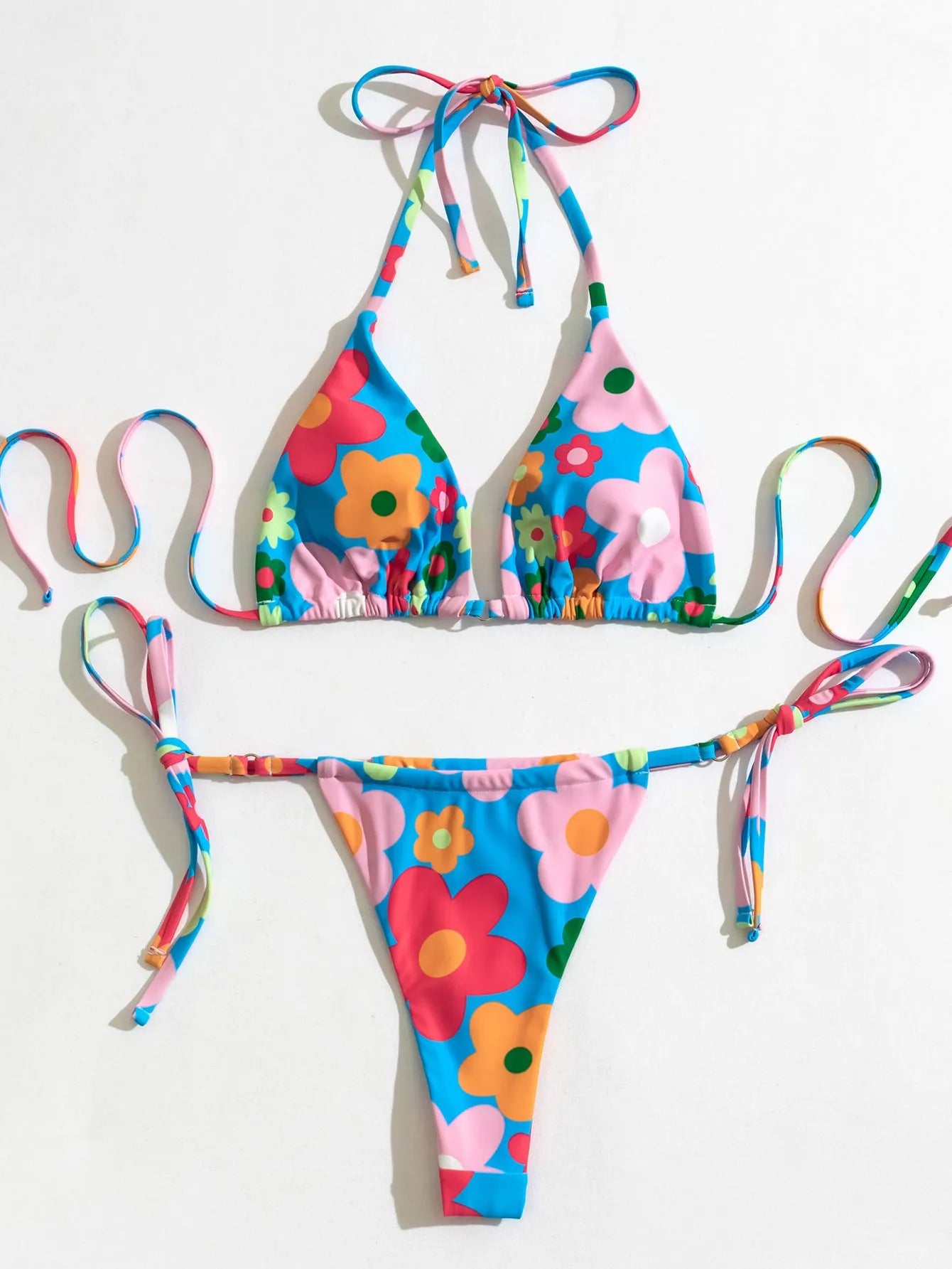 Ladies fashion print split bikini women backless tight two piece swimsuit polyester picture colour