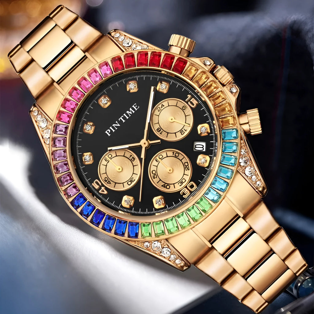Fashion steel band watch with genuine leather strap, 37mm dial, 30M waterproof, available in 11 colours