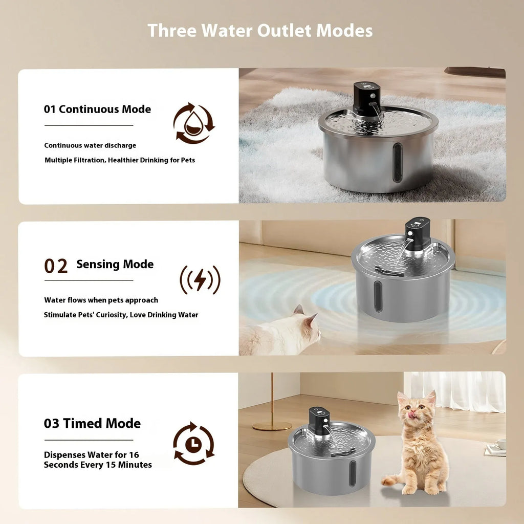 Stainless steel heated pet water fountain with constant temperature control unit