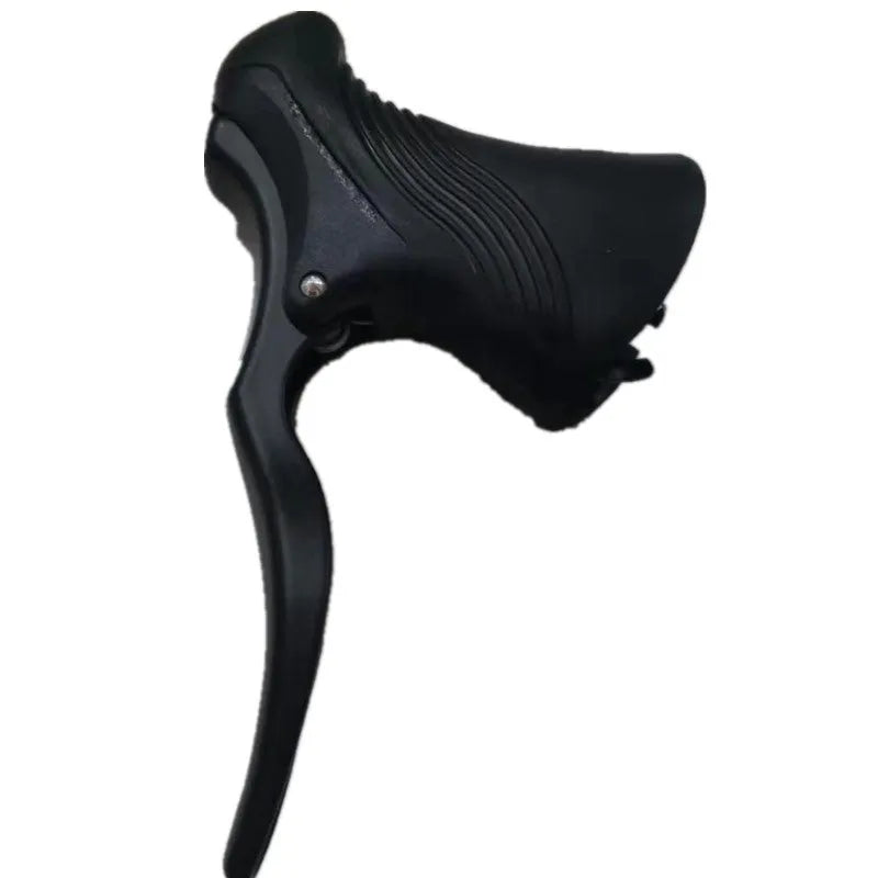 Pair of aluminium road bicycle brake levers in black and black silver finishes
