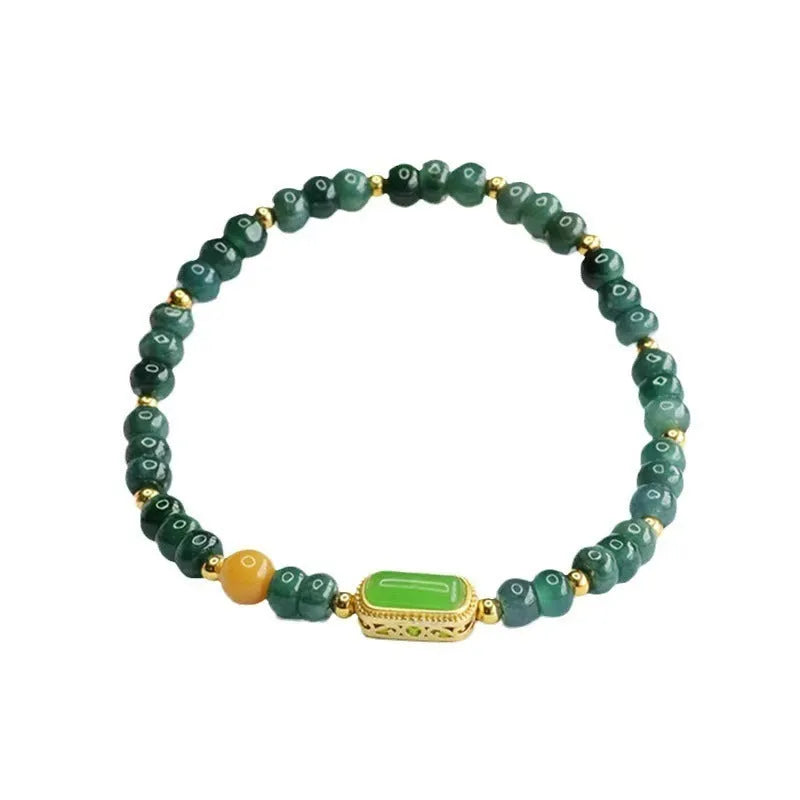 Blue water jade abacus bead bracelet for women with natural stone beads and topaz accents