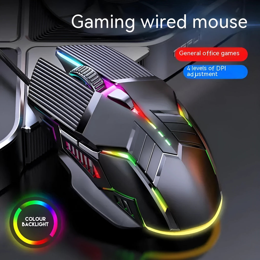 6D wired USB mouse in black, white, or pink, mute or audio version, 1.5m cable, 131x76x38mm