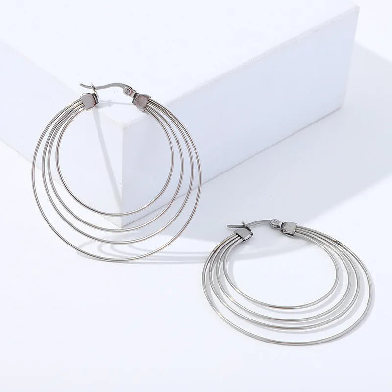 50mm stainless steel geometric hoop earrings with mosquito-repellent incense shape in gold electroplated finish