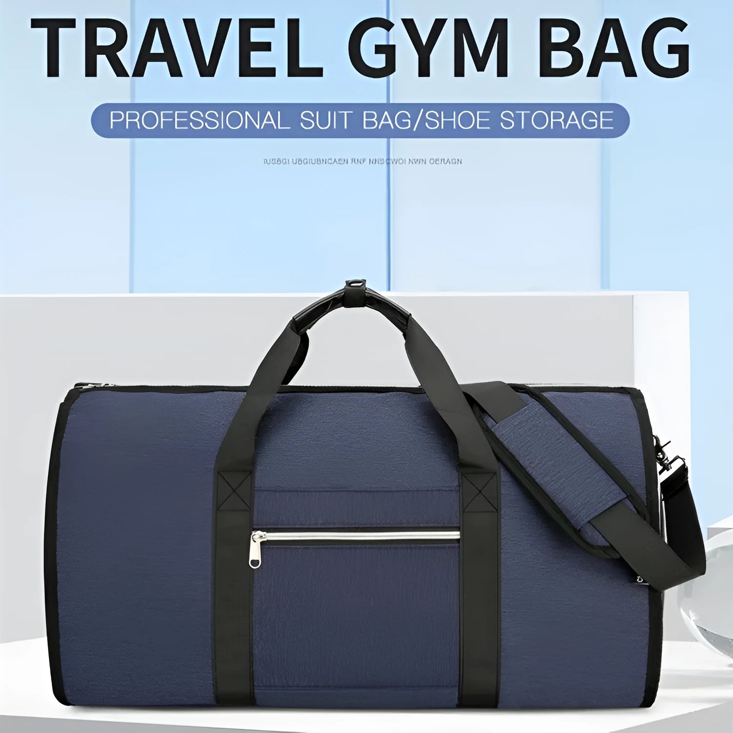 Oxford cloth sports bag in grey with expansion zip and wet dry separation compartment