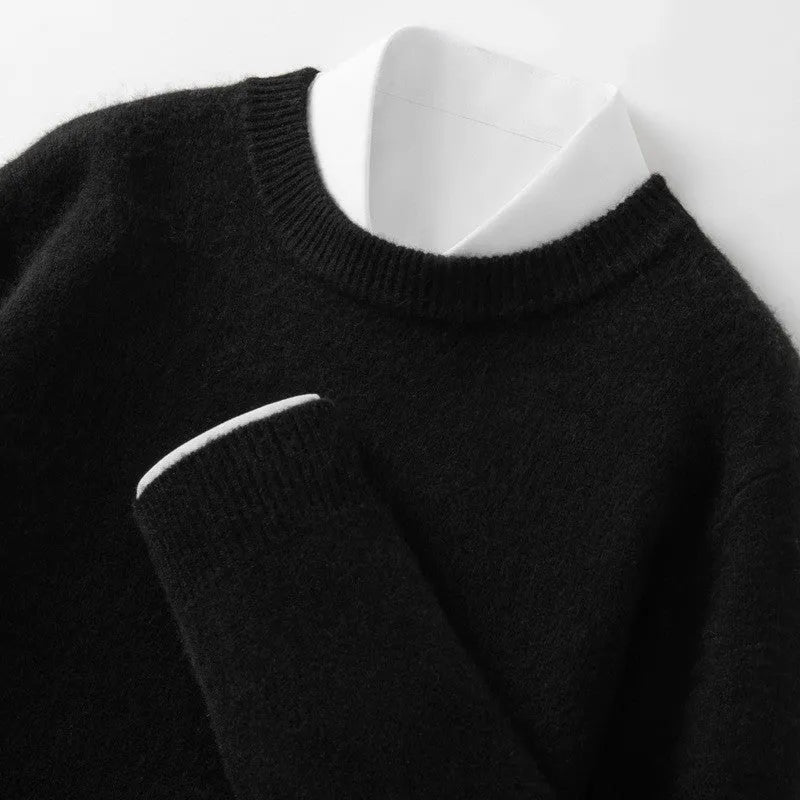 Men's round neck solid colour slim fit sweater in viscose blend, available in multiple colours and sizes M to 4XL