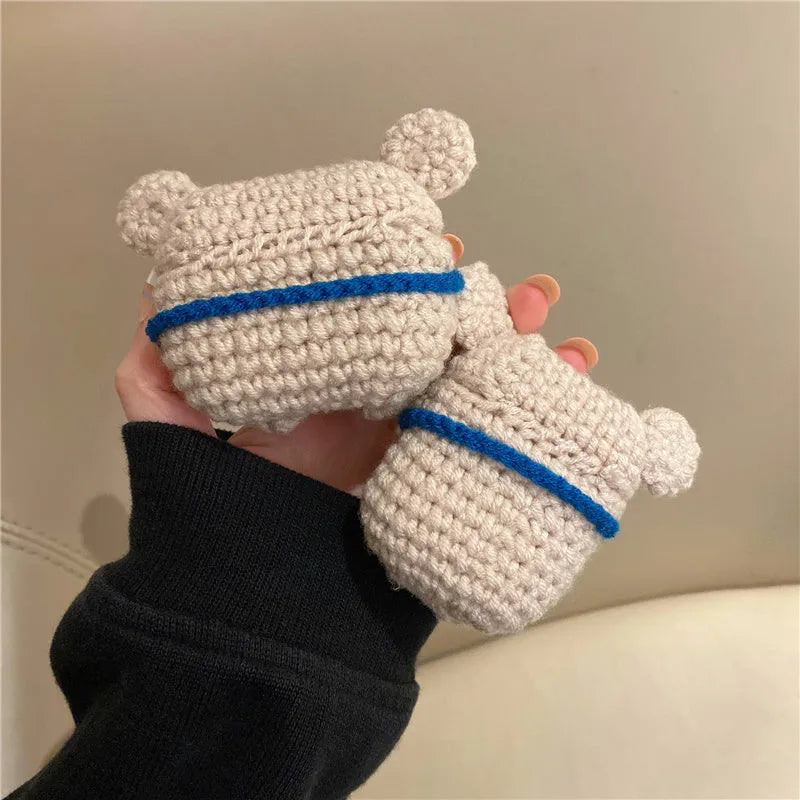 Handmade knitted koala bear backpack cover for AirPods charging case