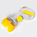 High-strength ABS plastic pet pooper scooper with built-in bag holder in blue, red, yellow, or black.