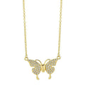 Women's magnetic snap butterfly necklace with twisted chain in gold or silver colour