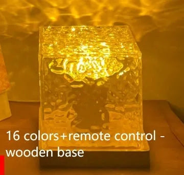 LED water ripple projection crystal table lamp with USB cable and remote control