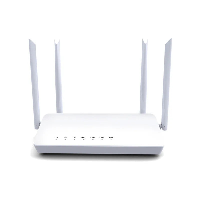 Portable 300m wifi router in black or white with 5 ports including 4 LAN connections