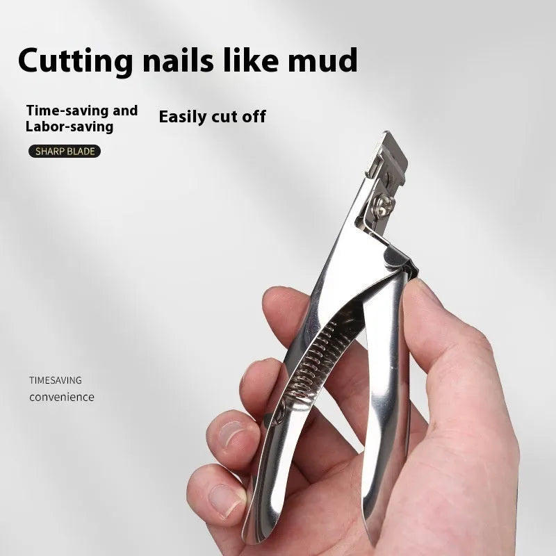 Stainless steel French U-shaped nail art scissors in black, titanium, or silver handle finish